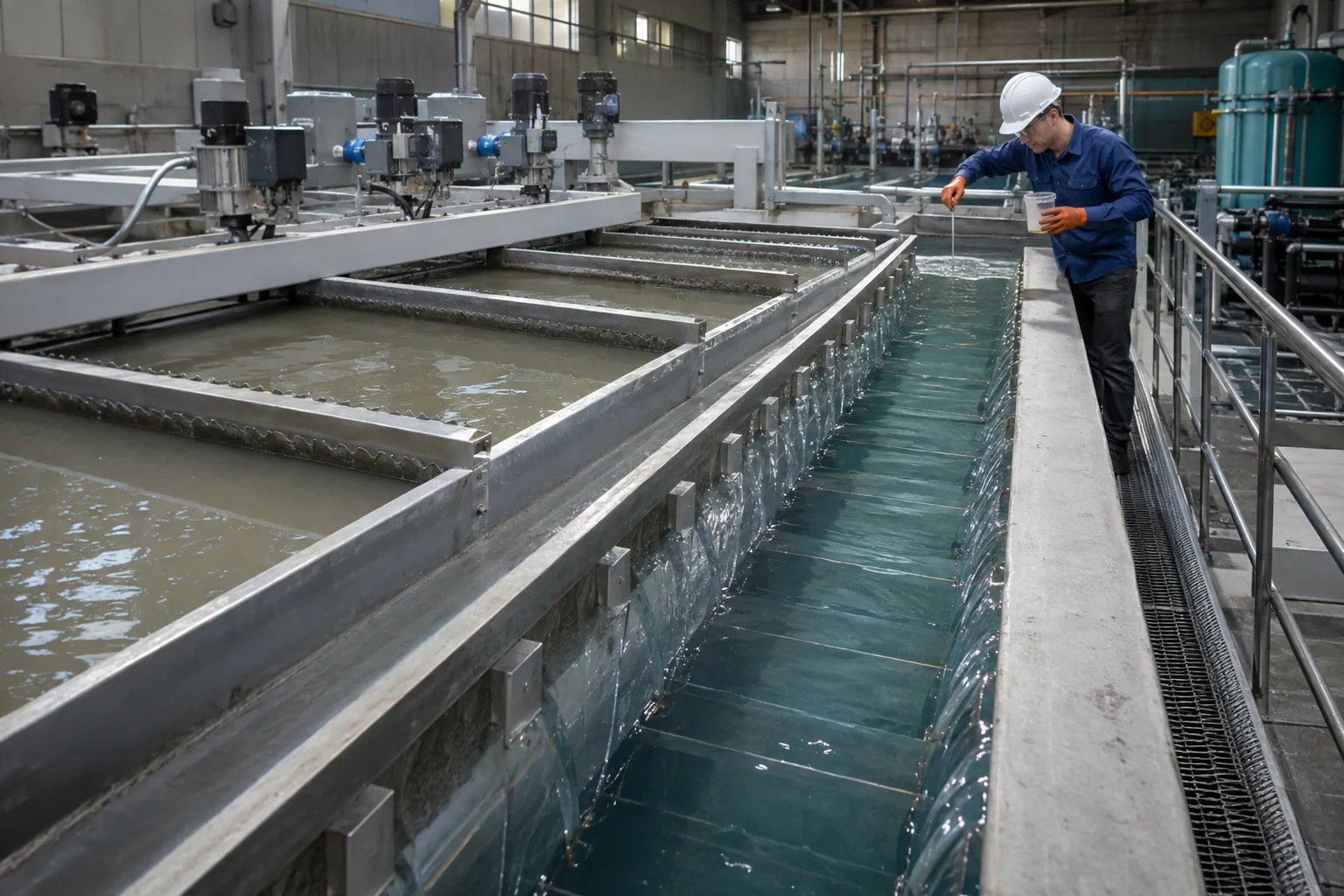 Illustrative clarification basin and treatment equipment
